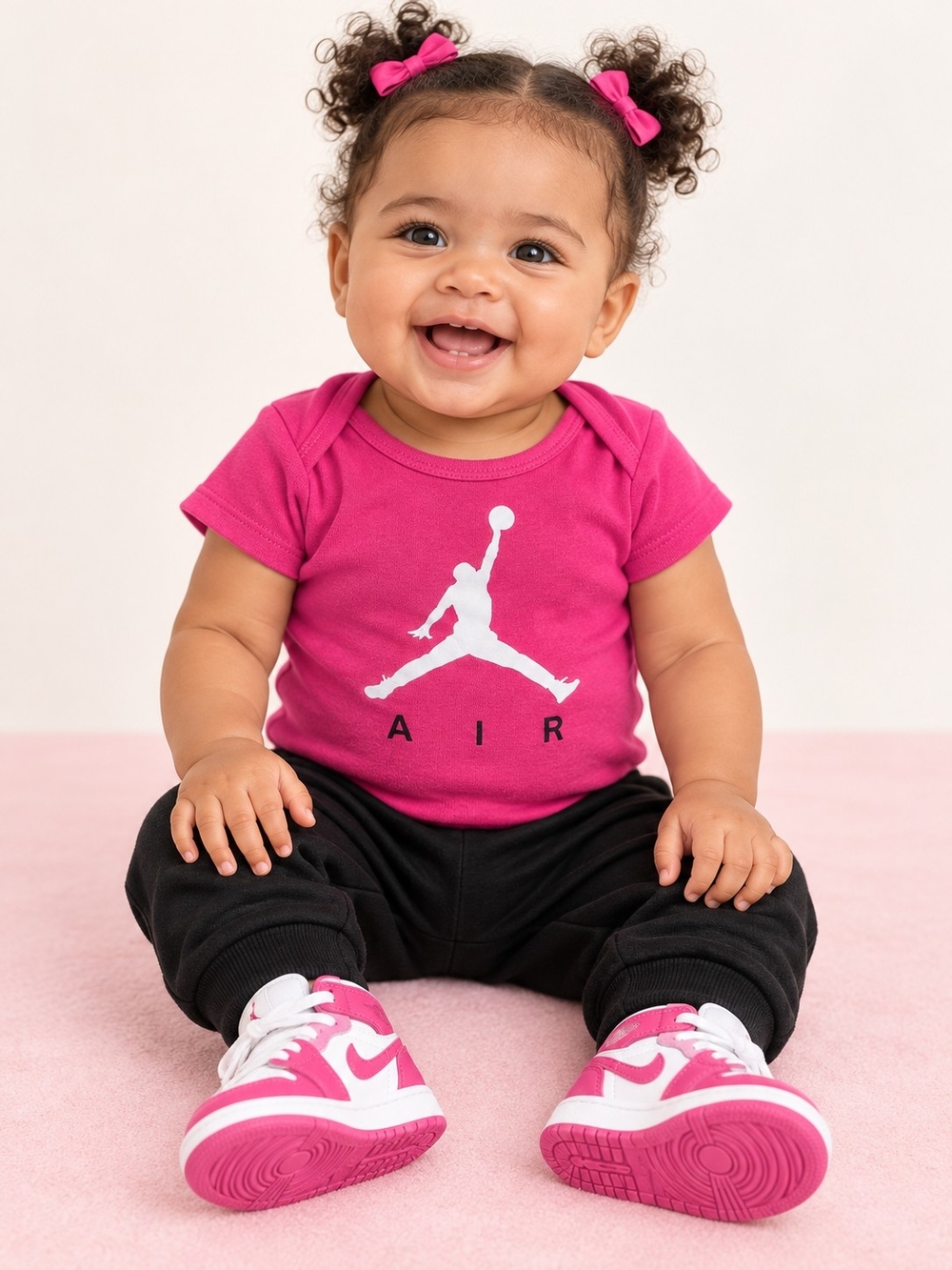 Jordan Baby One-Piece Bodysuit in Bright Pink with White Logo